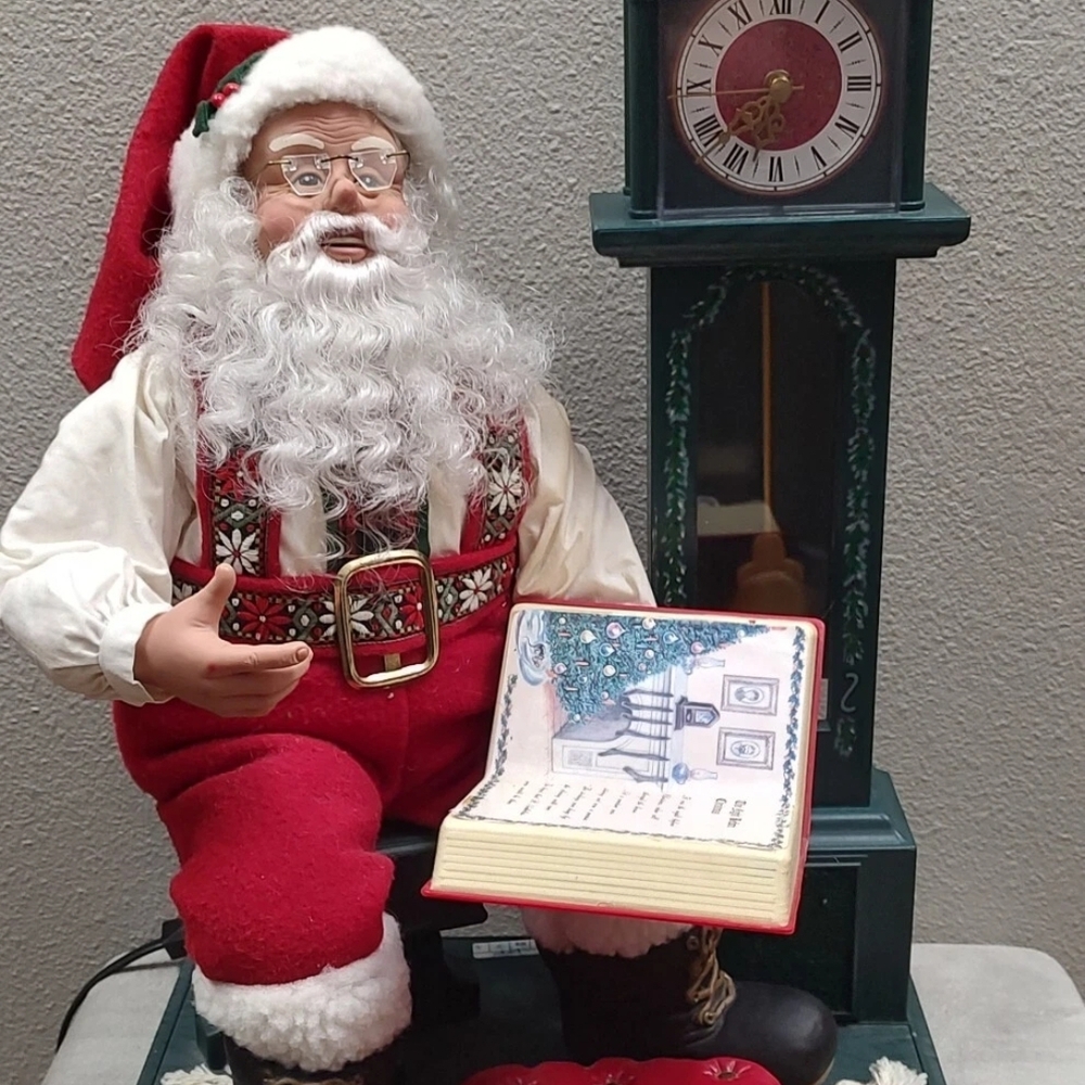 Festive Santa Claus Figurine with Clock